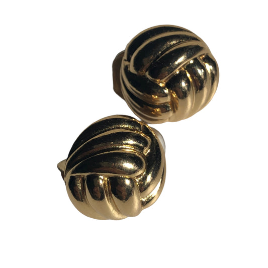 Vintage Chr. DIOR earrings clip on buttons gold plated