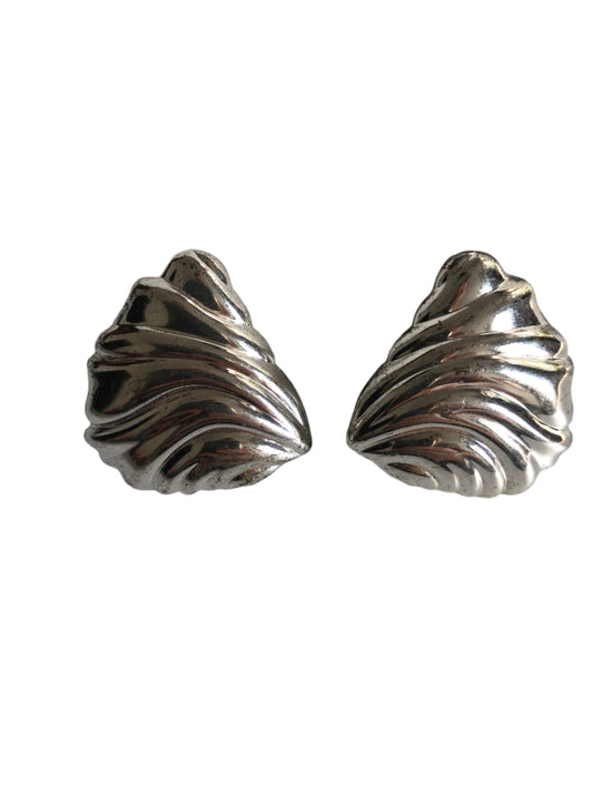 Vintage Chr. Dior earrings clip on shell silver plated