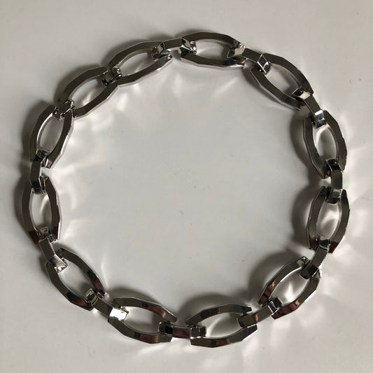 Vintage necklace large chain silver tone Monet 40s