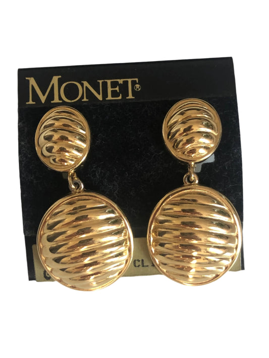 Vintage Monet earrings clip on dangle textured