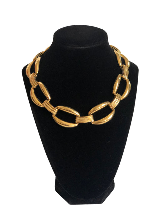 Vintage GIVENCHY necklace large links gold tone