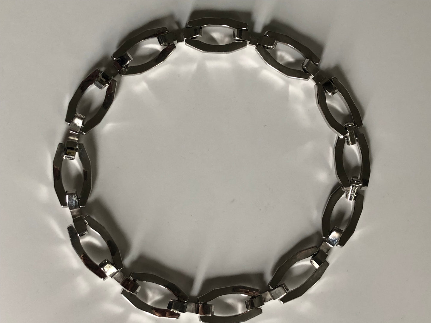 Vintage necklace large chain silver tone Monet 40s